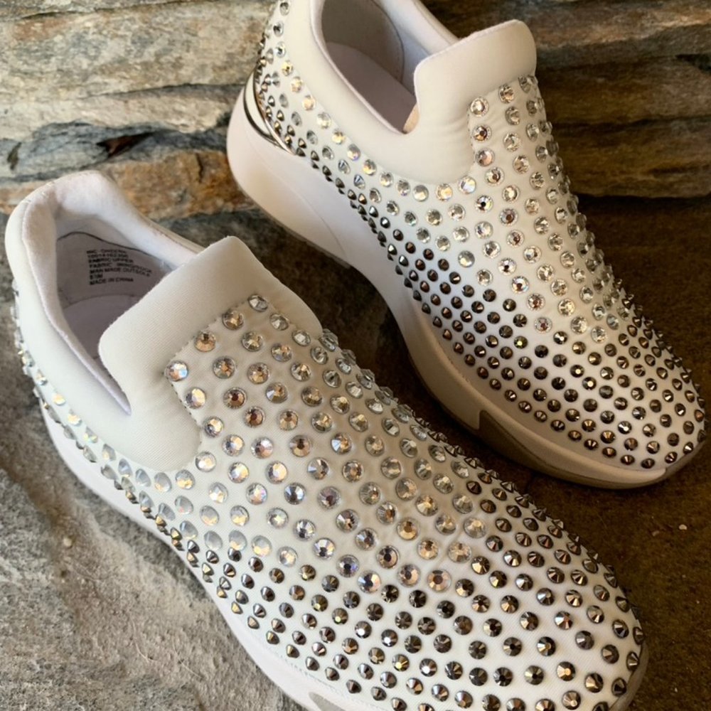 INC. Oneena Women's Sneakers, White with silver rhinestones, size 6.5